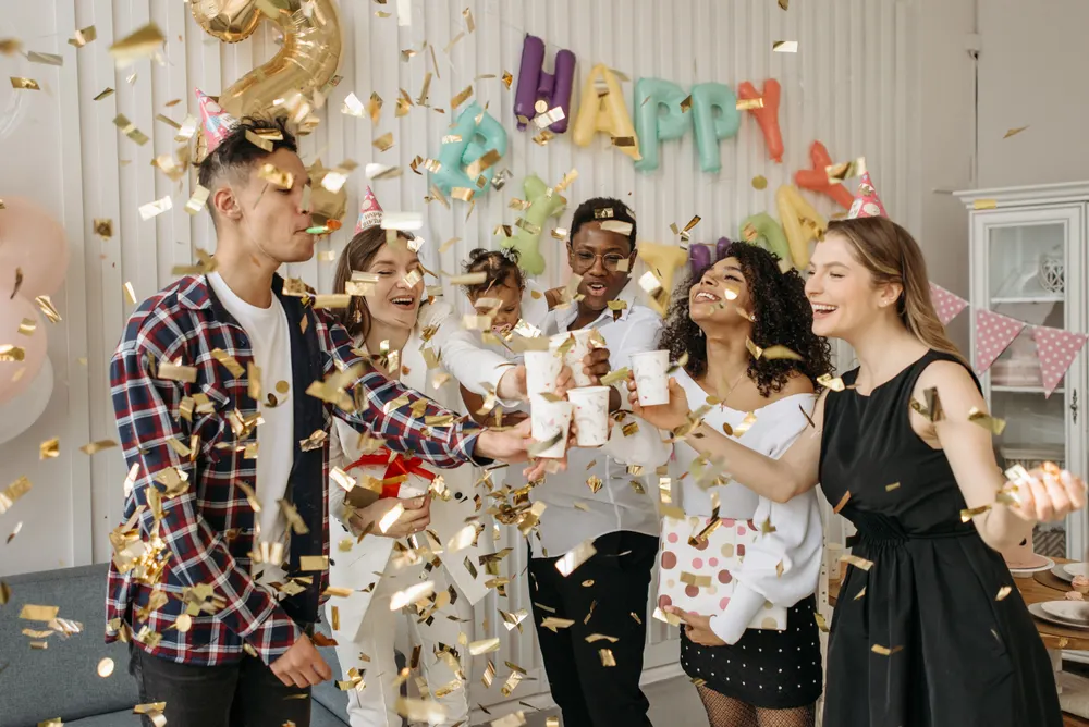Family celebration and birthday party moment indoors